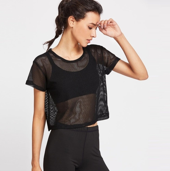 Avanova Women's NWOT Mesh Sheer Crop Top Size Large (Runs Small) - Picture 1 of 6